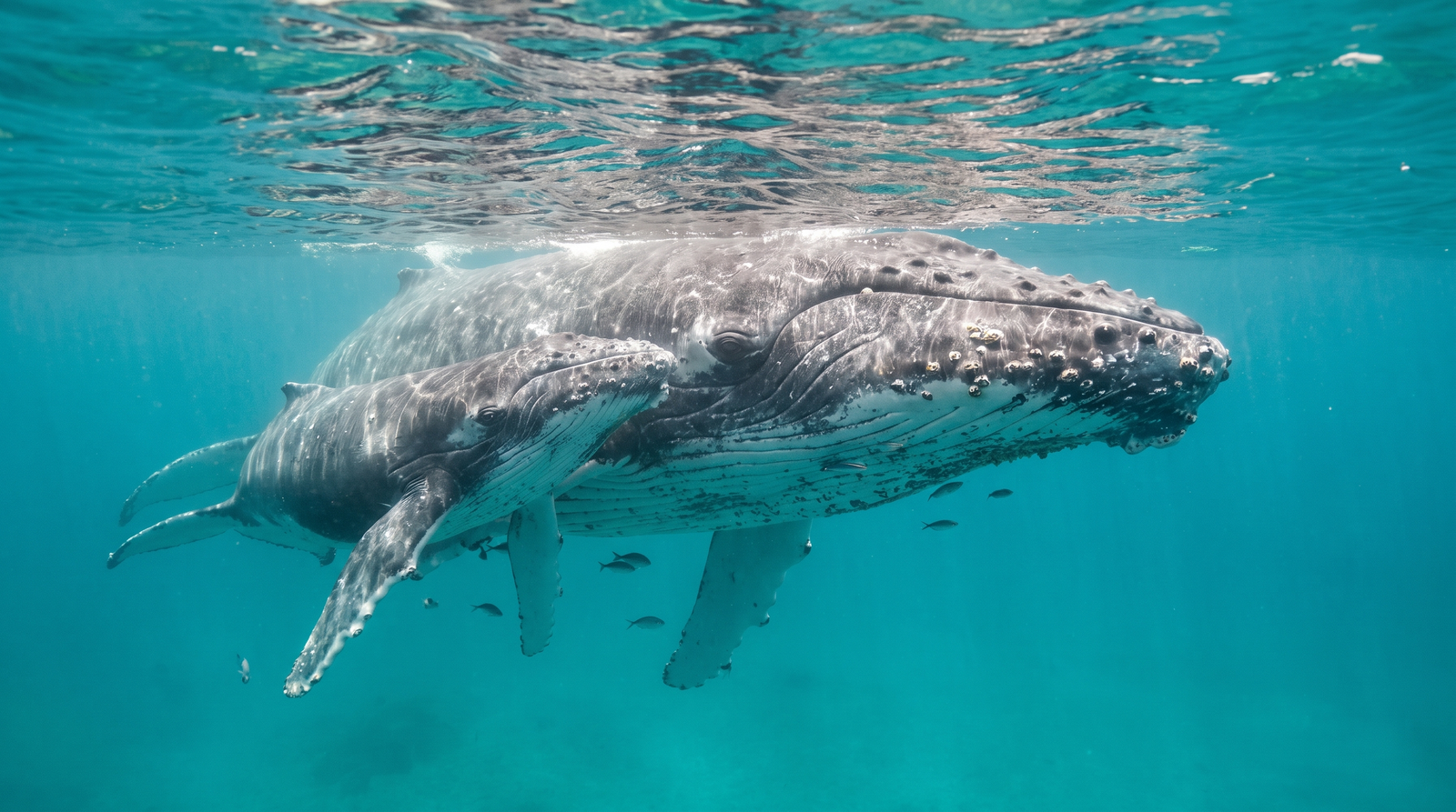 Familia observando una ballena jorobada desde un catamarán en Puerto Vallarta