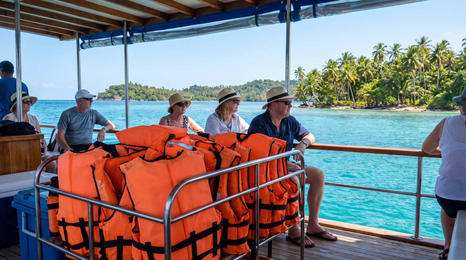 Grupo de amigos en un tour en barco por la Bahía de Banderas